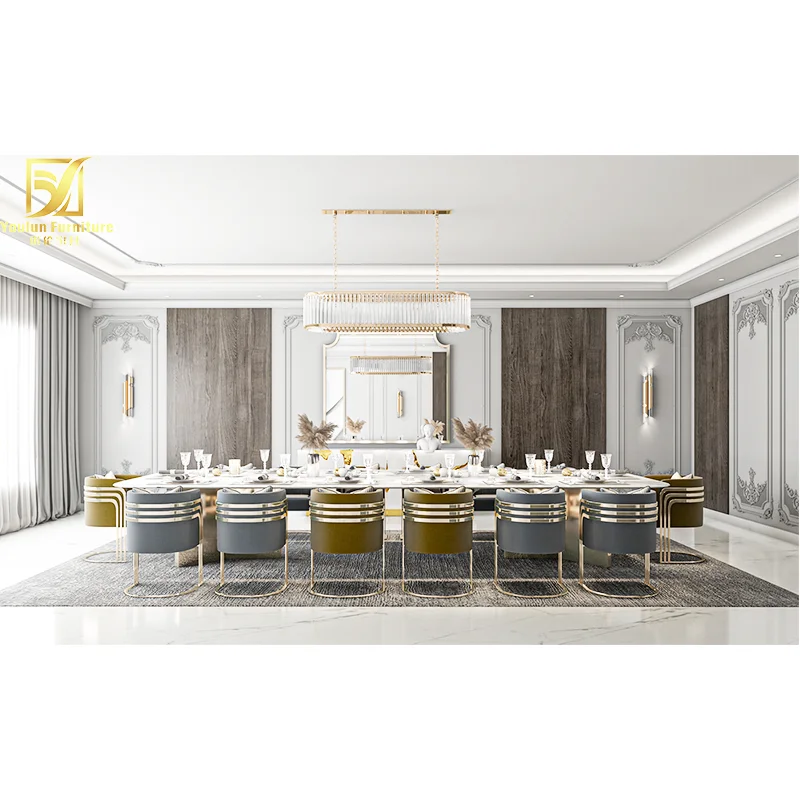 nano white synthetic italian 14 people tile marble top dining table set luxury with 12 chairs