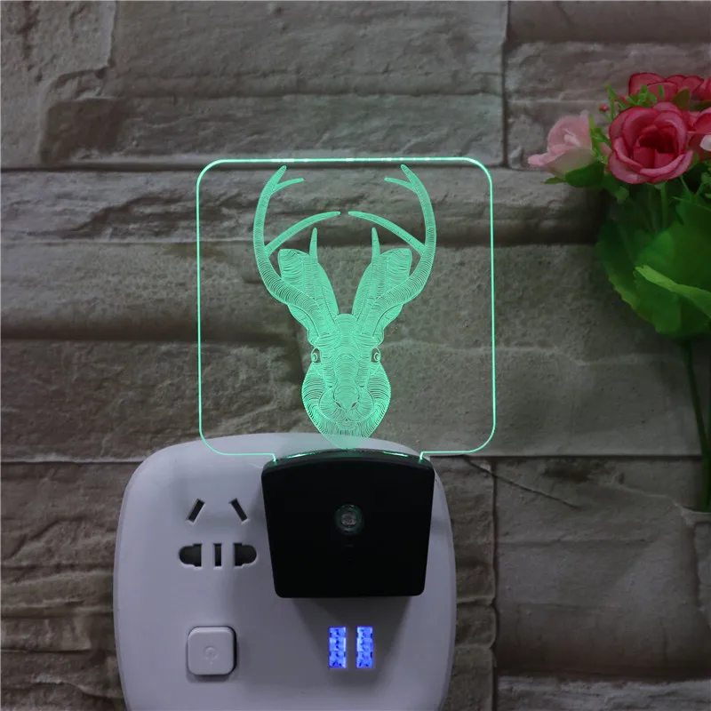7 Colors Change Creative Kid Gift Heart Shape USB Plug In Acrylic 3D Led Night Light