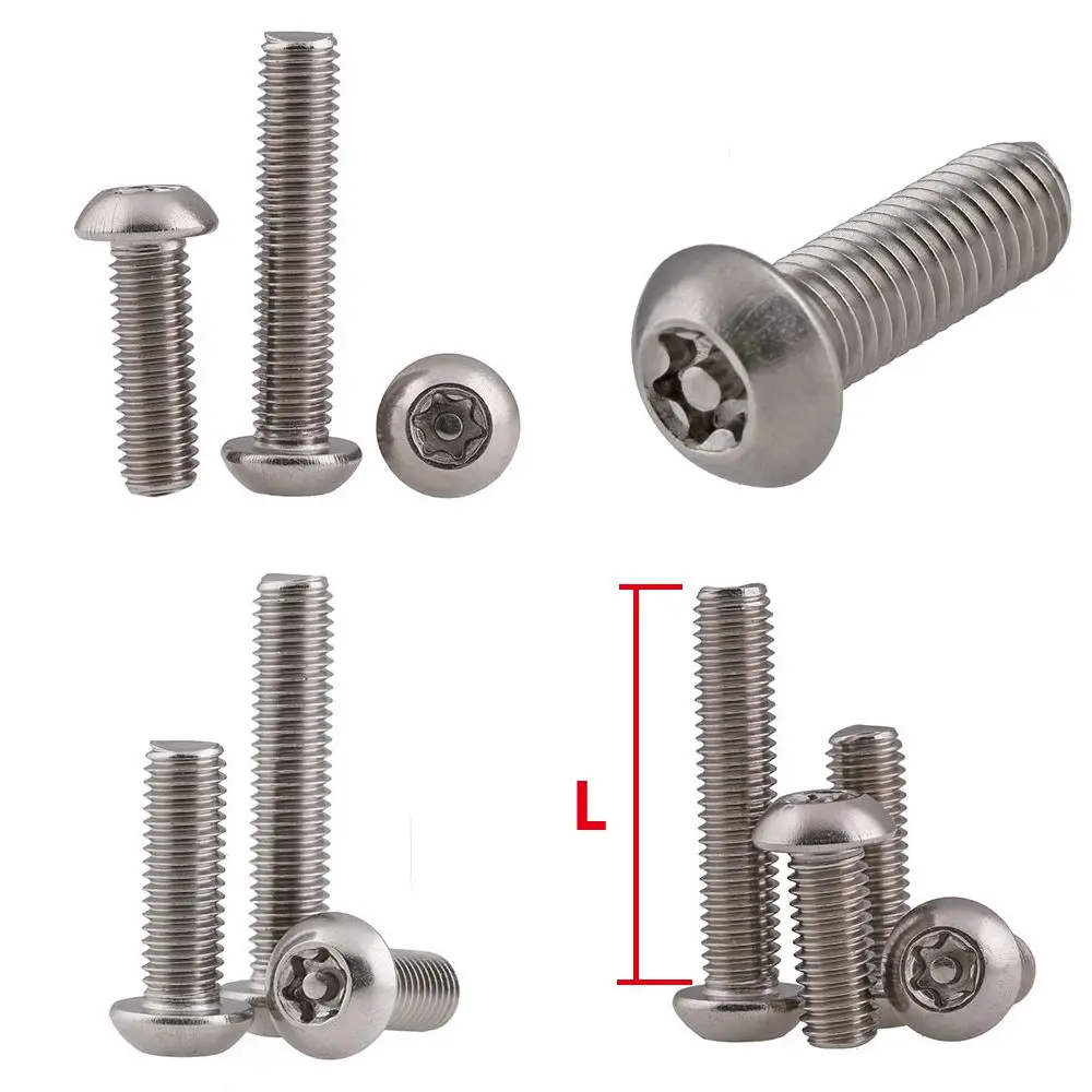 M3 M4 M5 M6 M8 M10 Stainless Steel Security Anti Theft Machine Screws With Torx Pin Round Head