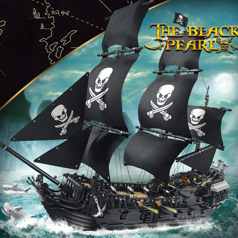 Hot Selling Black Pearl Pirates Ship Building Block Sets MOC Blocks Kit Model Construction Toys for Kids and Adults Gifts