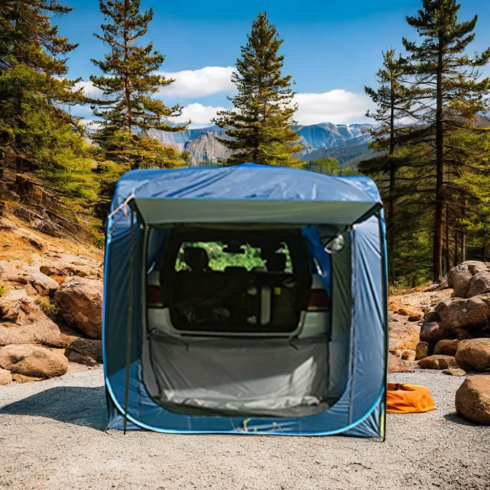 4-6 Person SUV Tent Waterproof Rain Fly Car Tent Twin Awnings Spacious Outdoor Camping Travel Activities Double Layers Automatic