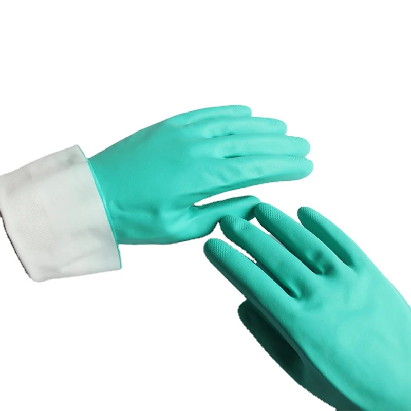 Competitive Price Long Green Rubber Latex Nitrile Gloves Household Kitchen Cleaning and Garden Use Dish Washing Gloves