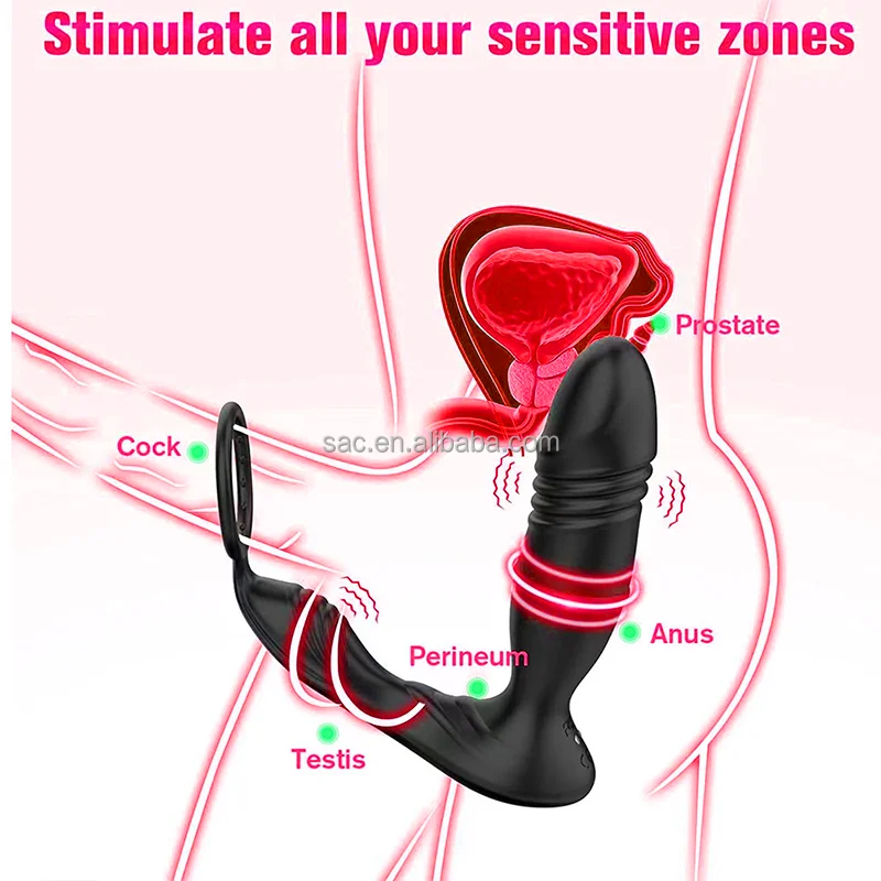 SacKnove BEST Anal Male Electric Remote Control App Stimulator Telescopic Thrusting Vibrator Prostate Massager Sex Toy For Men