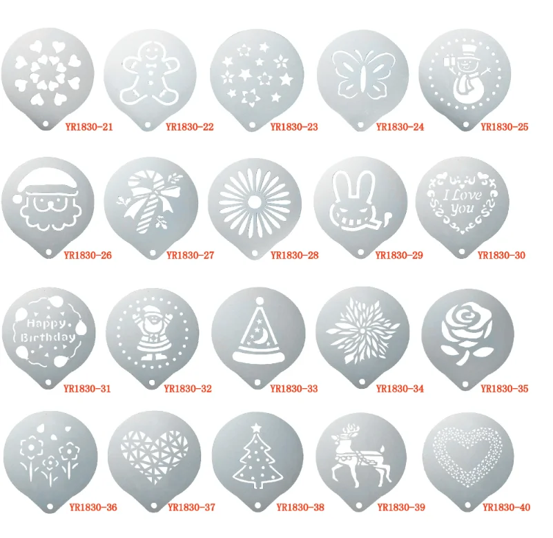 430 Stainless Steel Coffee Latte Art Mold Reusable Cappuccino Decorating Stencils Cake Cookie Spray Paint Art Baking Mold