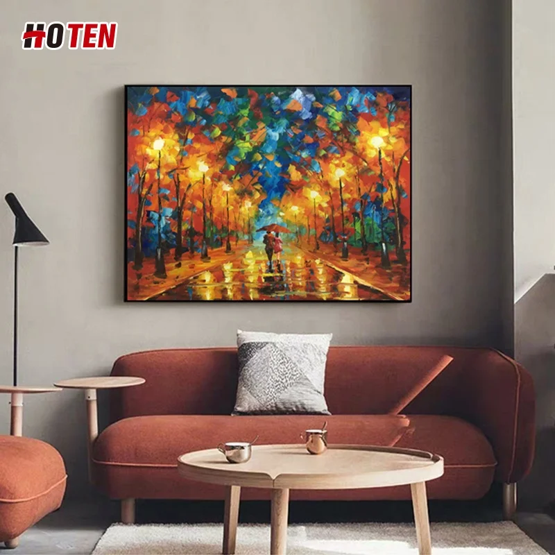 abstract red tree scenery and couple oil painting pure hand painted wall art home decor picture large framed oil painting