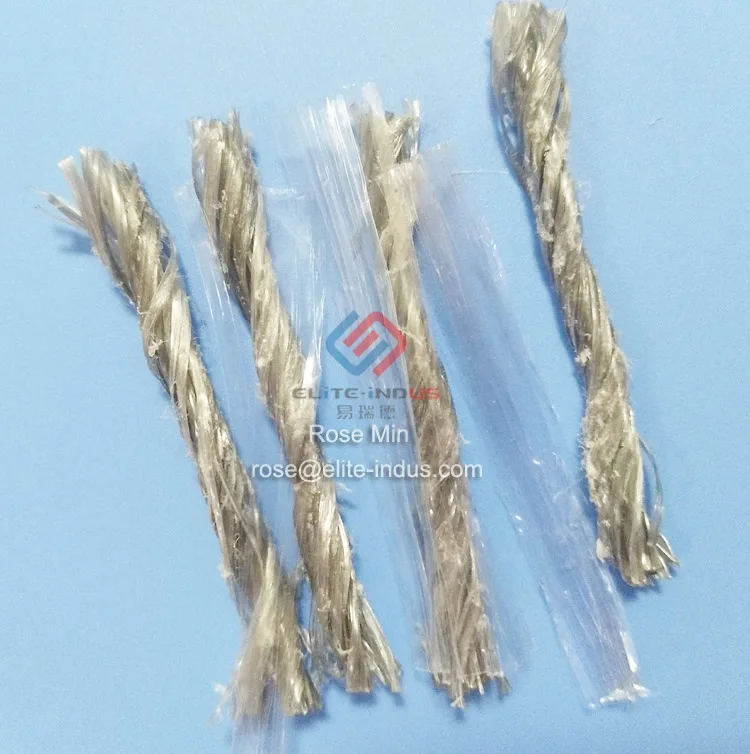 
 PP fiber twisted bunchy form mix with mesh hybrid used in concrete  