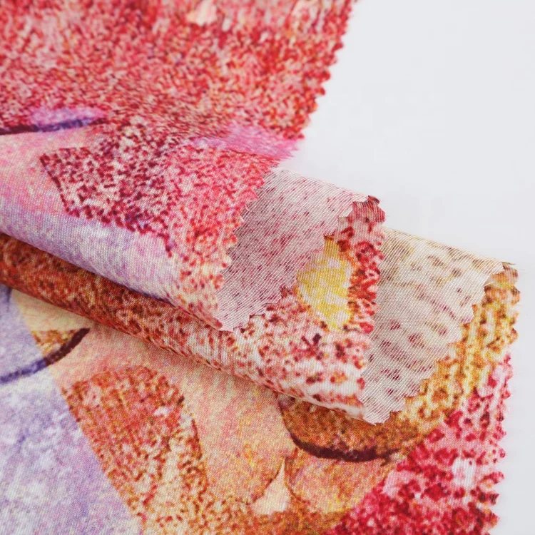 Fusible customized digital print jersey floral printed fabrics cloth rayon fabric textil for