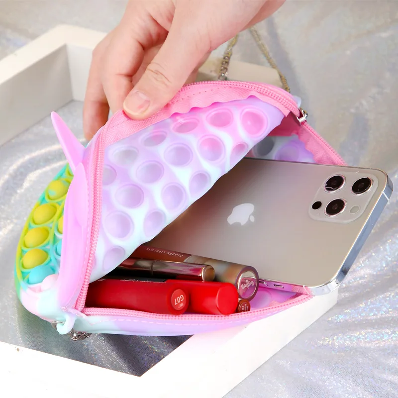 
Silicone Sensory Push Bubble Stress Relief toy Simpl Dimmer Antistress Fidget toy Popping Backpack Poppit purse 