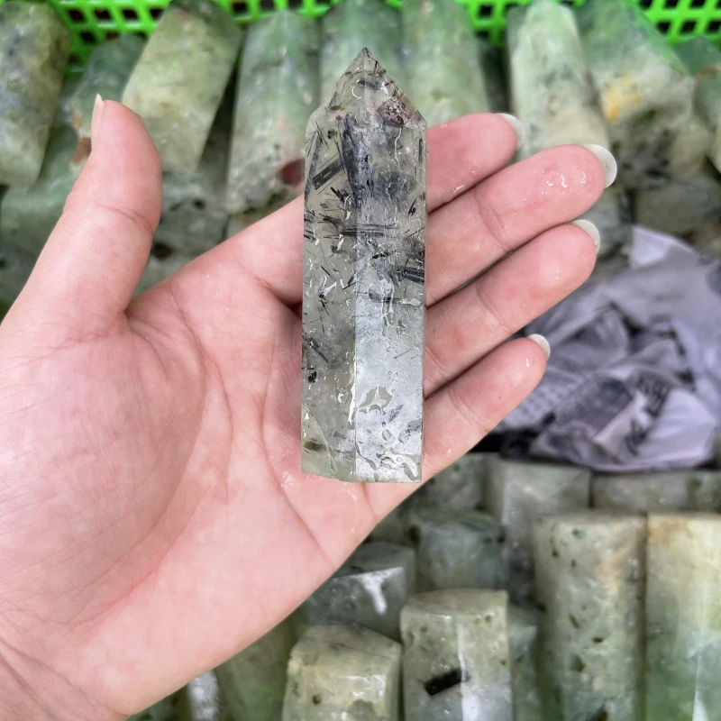 Wholesale natural quartz gemstone wand healing green grape stone crystal tower point