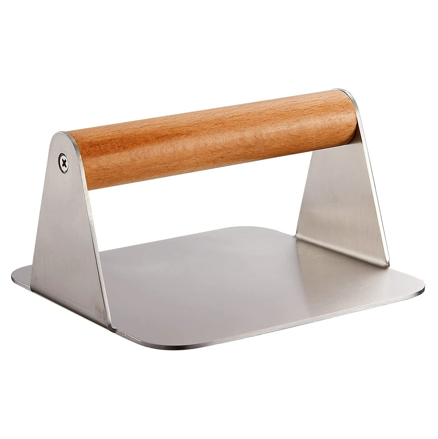 5.6 Inch Square Type Stainless Steel Smash Burger Hamburger Press wood Handle for Flat Top Grill Cooking Prevent Rust Easy Clean
