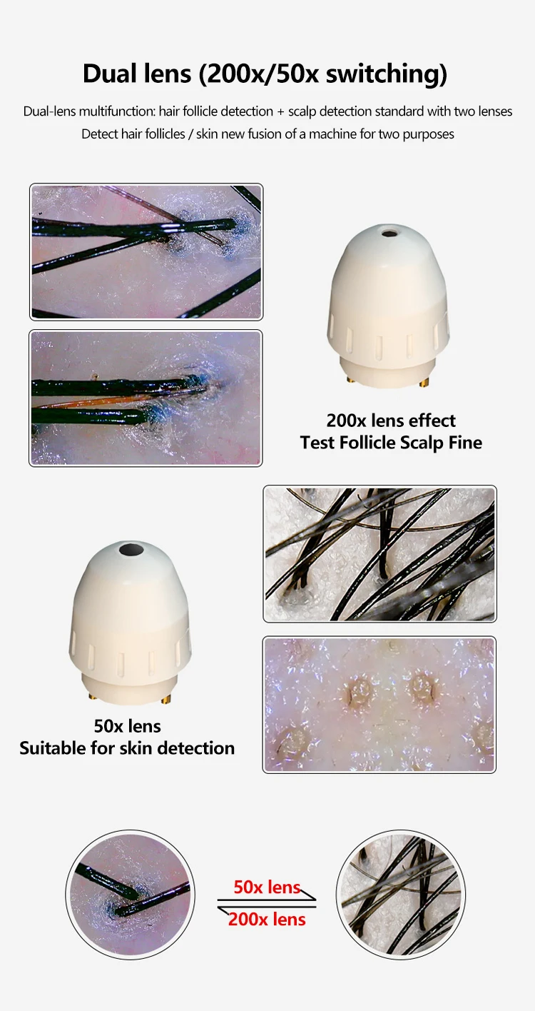 High Quality 200x Magnification 50x Triple Spectrum Desktop Scalp Test Instrument Photo Framing Convenient Detection
