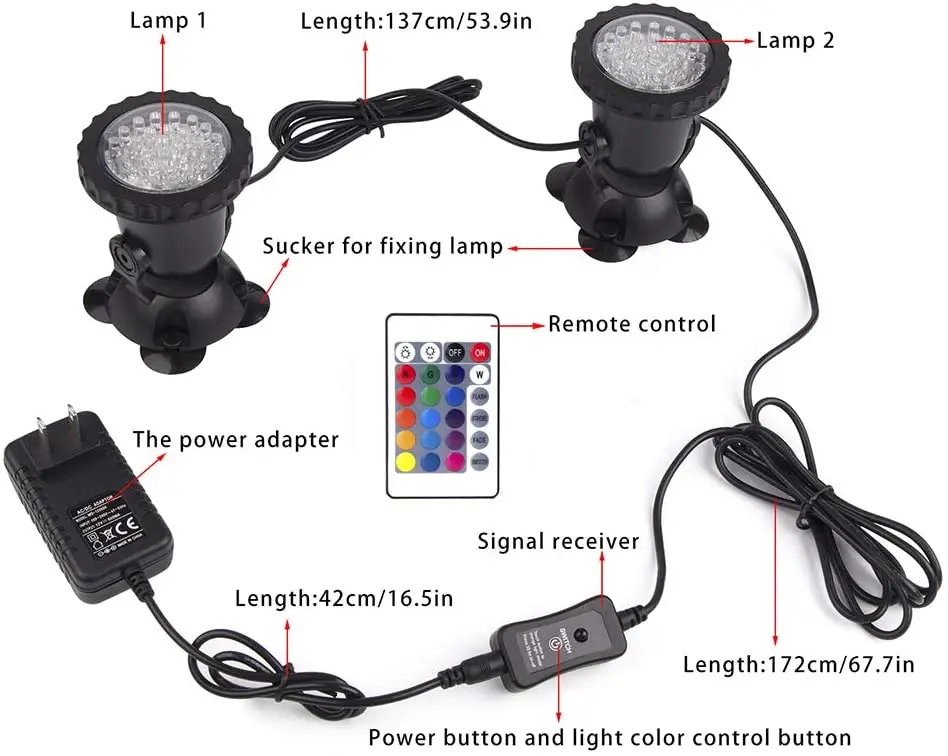 IP68 Waterproof 12v LED Underwater Dimmable Submersible Light Garden Pool Yard Lawn Fountain Waterfall Landscape Pond Lights