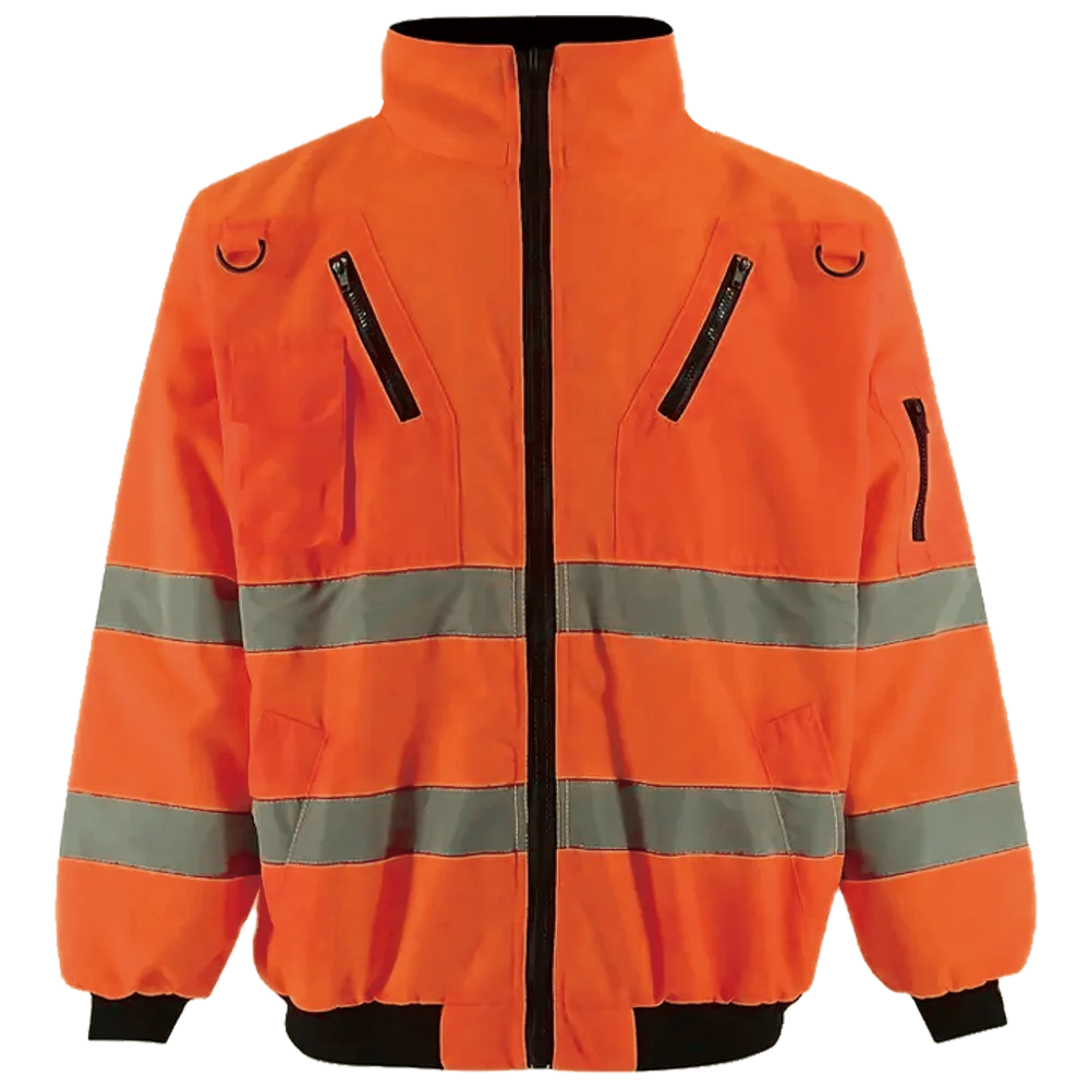 Wholesale Polyester Cotton Reflective Safety Jacket Winter Road Warm Fleece Lining Reflective Safety Jacket