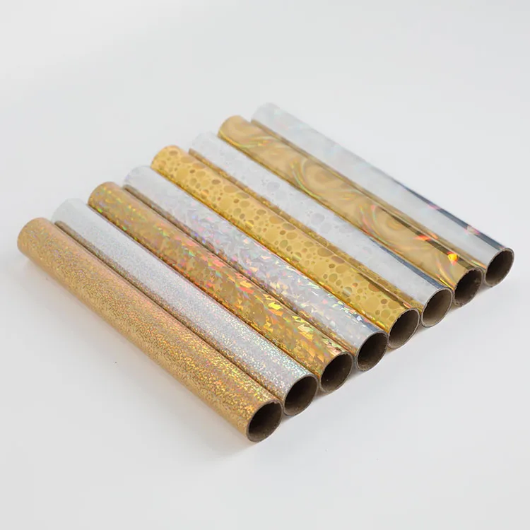 16mic Factory High Quality Golden Metallic Grid PET Holographic Heat Transfer Printing C-EG Hot Stamping Foil Roll for Clothing