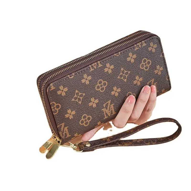 Hot Sale Fashion Design Women Wallet Long Handhelding Wallet Double Zipper Coin Purse Business ID Bank Credit Card Holder
