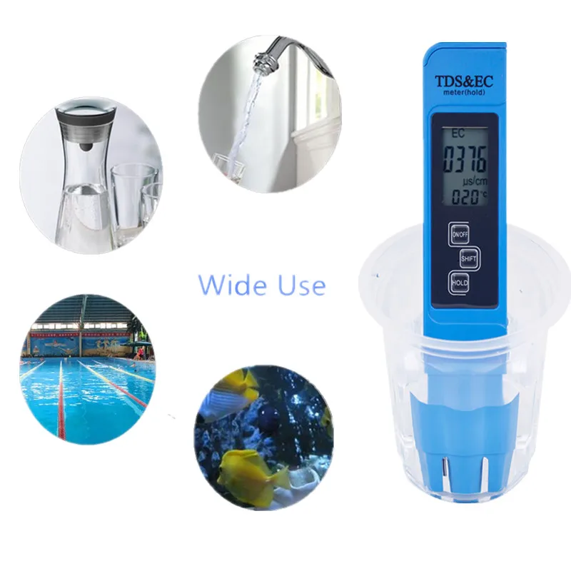  3 In1 TDS meter pen Portable digital EC Meter Water Quality Tester 0-9000 ppm For