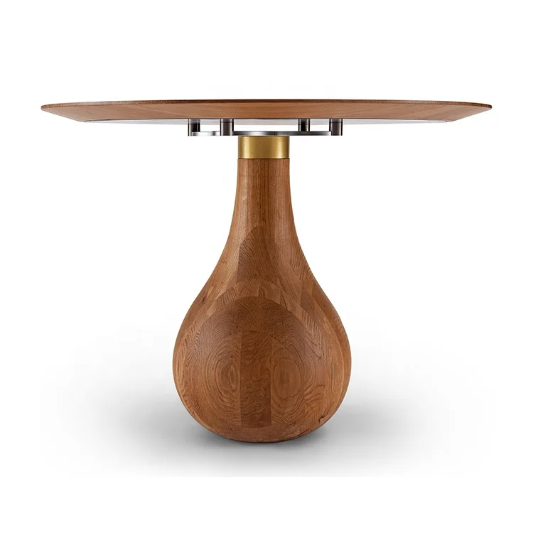 Luxury White Oak Desktop Solid Wood Storage Living Room Home Furniture Round Coffee Table