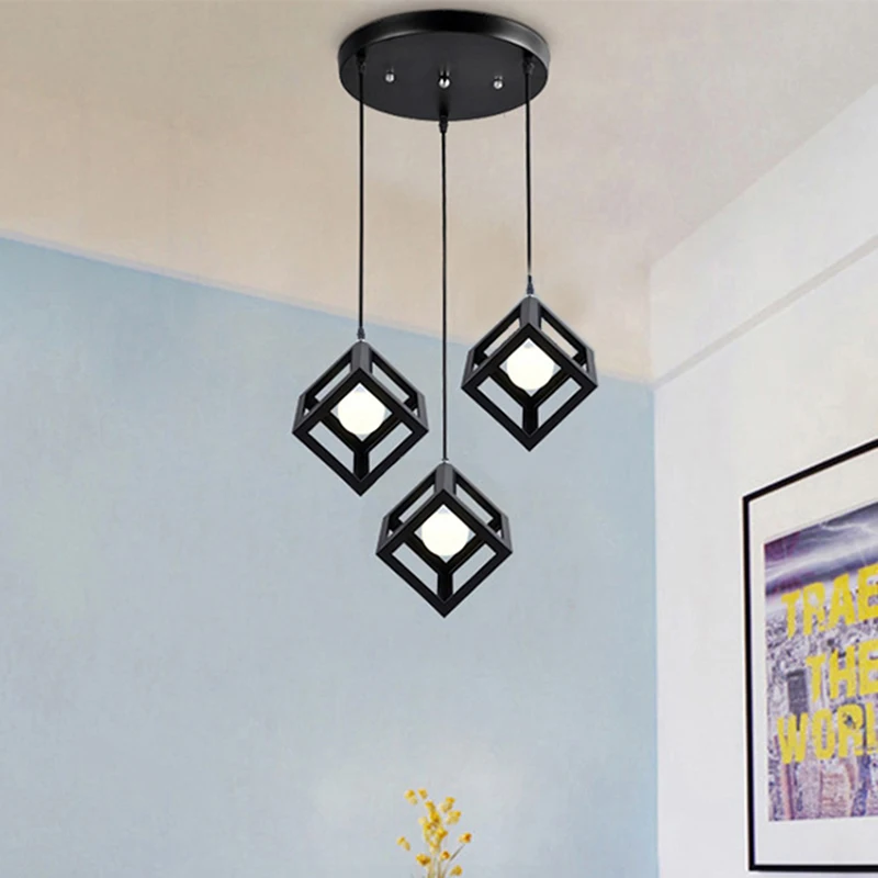 E27 Led Vintage Cage Pendant Lights Indoor Lighting Retro Light Fixture Pendant Lamps For Living Room Decor For Kitchen Lamp