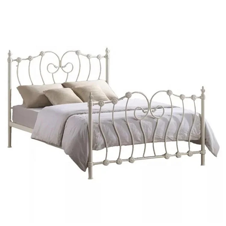 Modern queen metal bed furniture wrought Iron metal bedroom set for Home-Hotel-Apartment-Dormitory