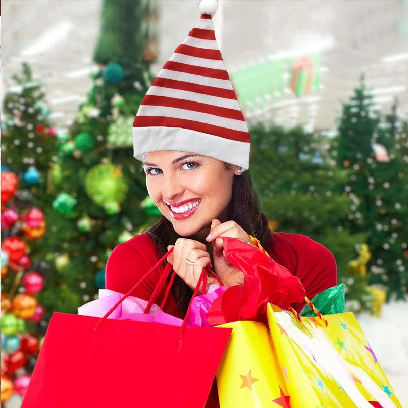 Christmas Printed Striped Hat Elk Snowflake Christmas Kids Adult Shape Party Decoration Dress Up Party Hat Christmas Hat