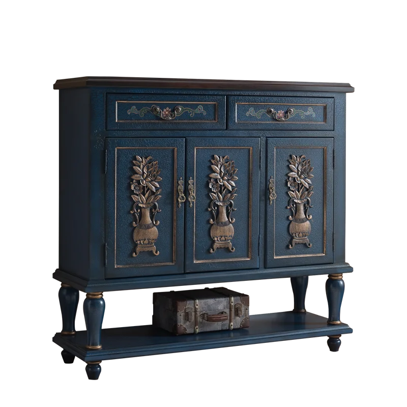 
antique wood brown Home display entrance end side console table shoes cabinet 