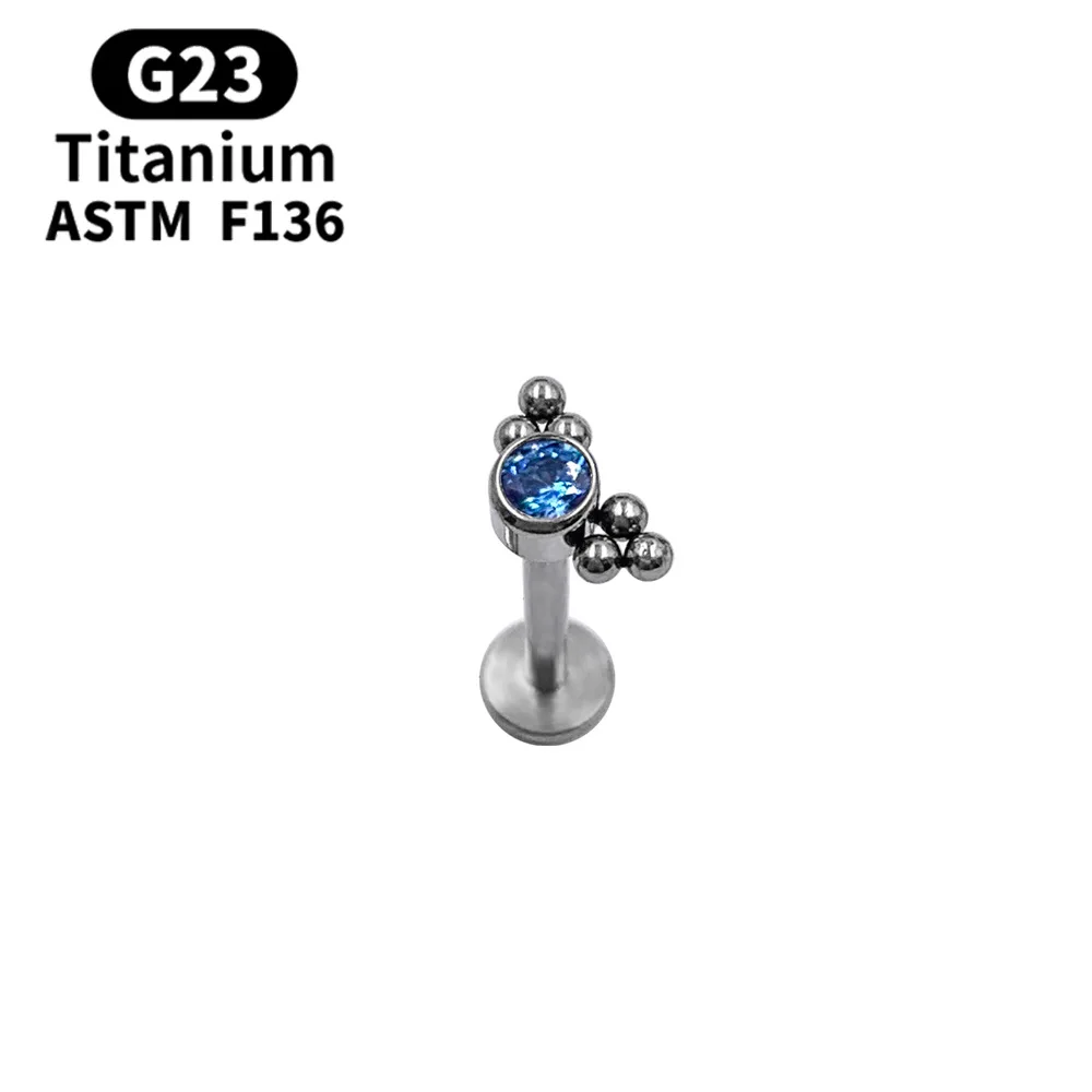 ASTM F136 Titanium New Style Body Piercing Jewelry Crystal Labret Lip Ring