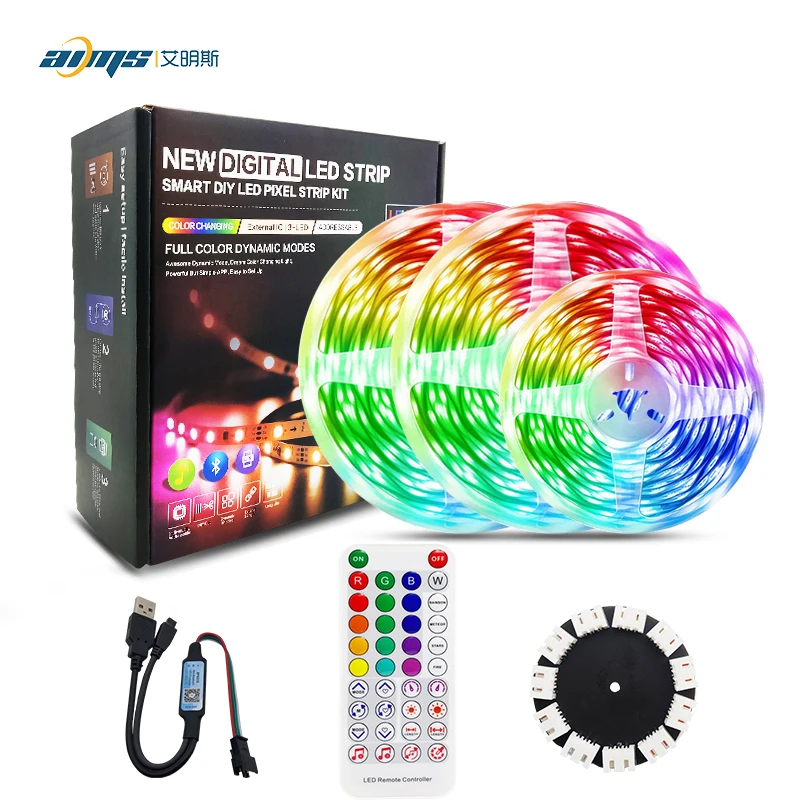 Светодиодная лента RGB для фейерверка usb5v 30 светодиодов 6oleds IP65 водонепроницаемая с управлением через приложение волшебное украшение