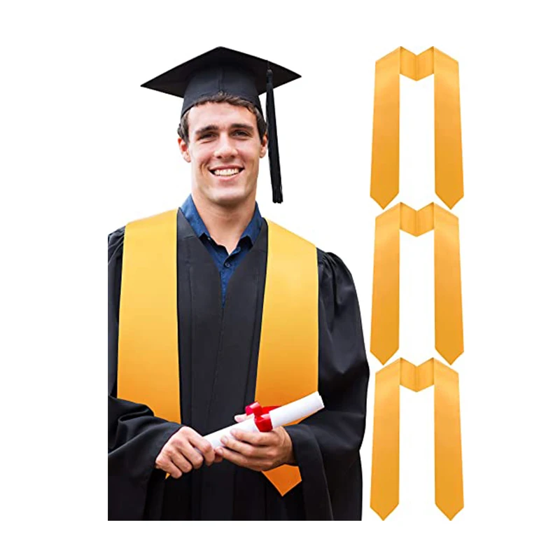 180*15cm White Satin Polyester Sublimation Personalized Honor Shawl Custom Graduation Stoles 72 Inch