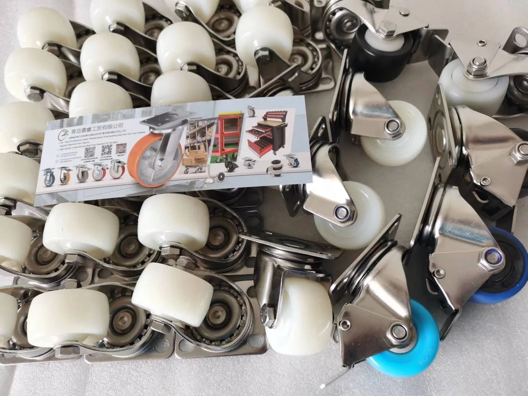 High Load 60/80/150KGS SS Castor Corrosion-resistant 2 Inch Stainless Steel Black Nylon Swivel Caster White Nylon Wheels 50mm