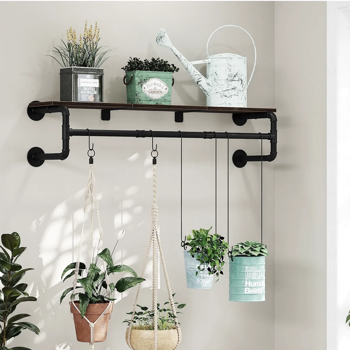 Industrial Metal Pipeline Hangers for Kitchen & Living Room Wall-Mounted Single-Tier Art-Themed Bathroom Wardrobe