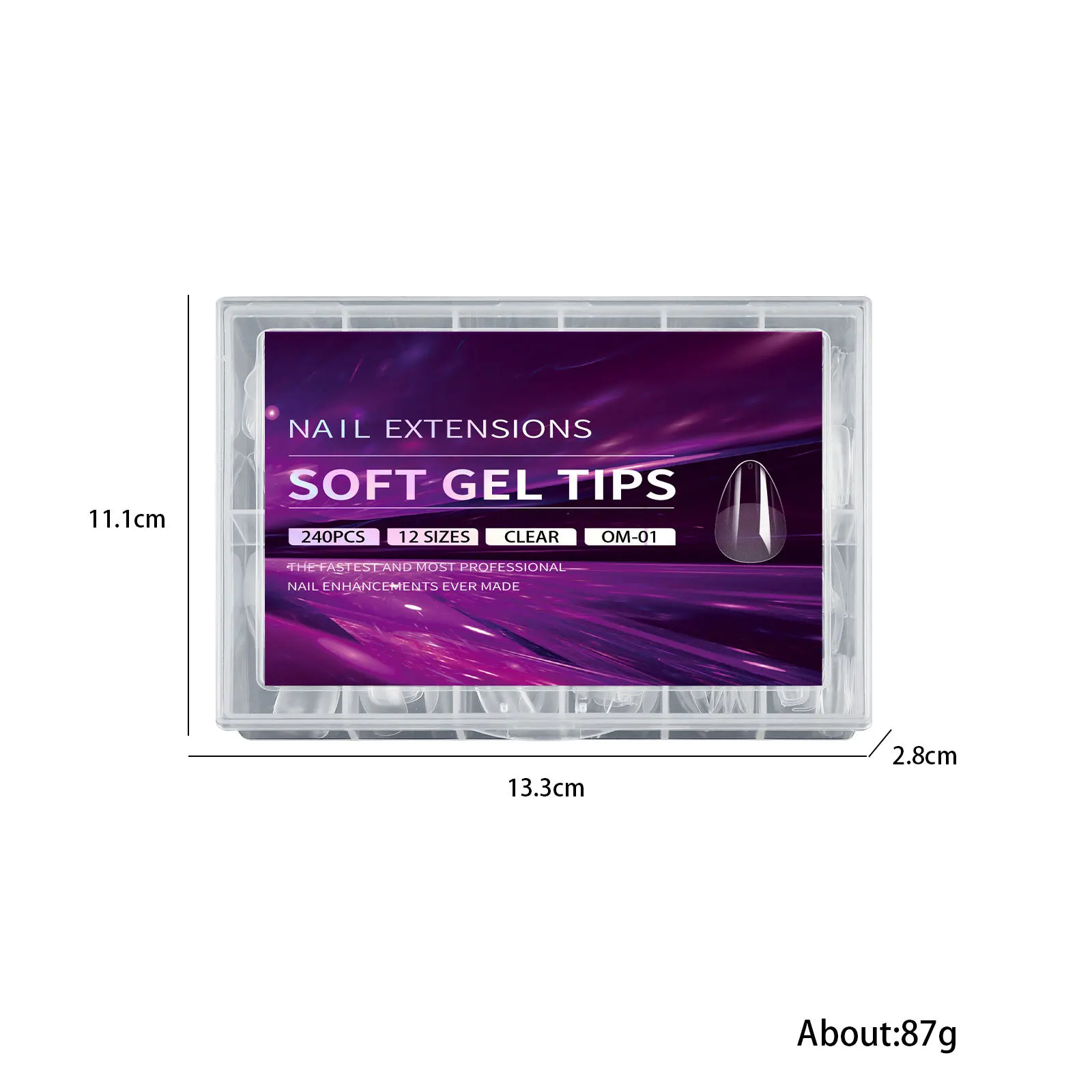 240pcs Full Cover Coffin Clear Acrylic False Nails Manicure Extension Soft Gel Nail Tips