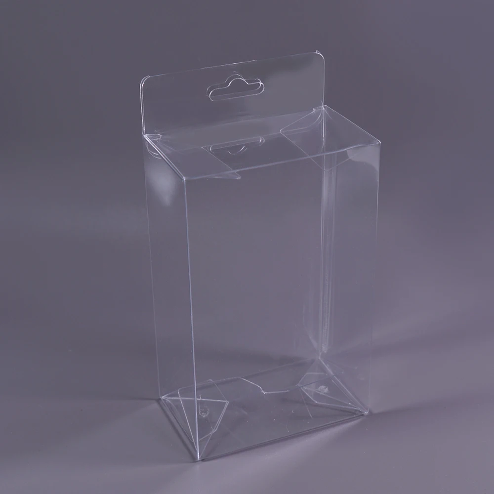 Custom PVC PET Plastic Clear Packaging Boxes with Hanging Hole PET Plastic Storage Boxes Transparent Present Box