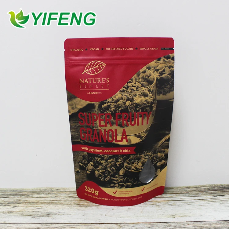 Custom Printed Biodegradable and Compostable PLA Zipper Food Packaging Pouch Kraft Paper Bag for Coffee Tea nut food