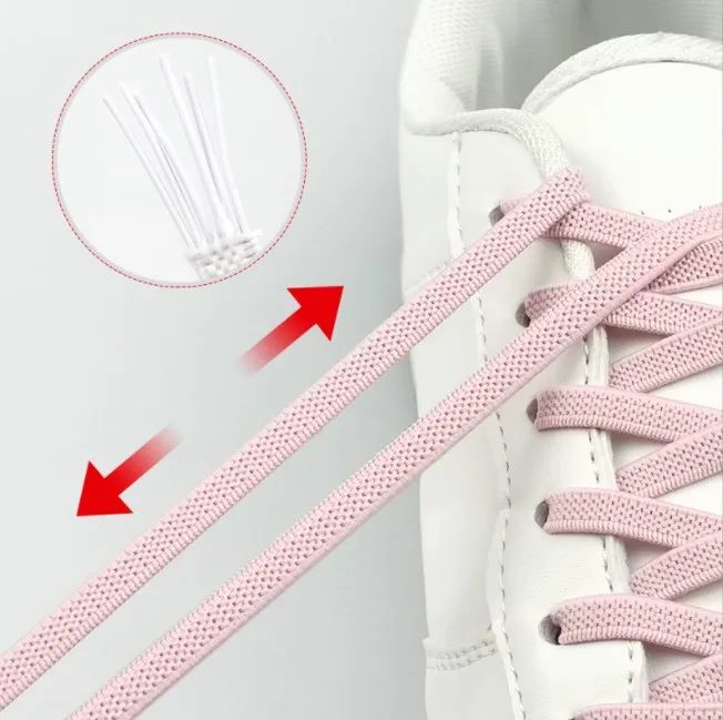 Sneaker Flat Lazy Shoelace No Tie Elastic Shoelace With Metal Aglet Shoelace Tips