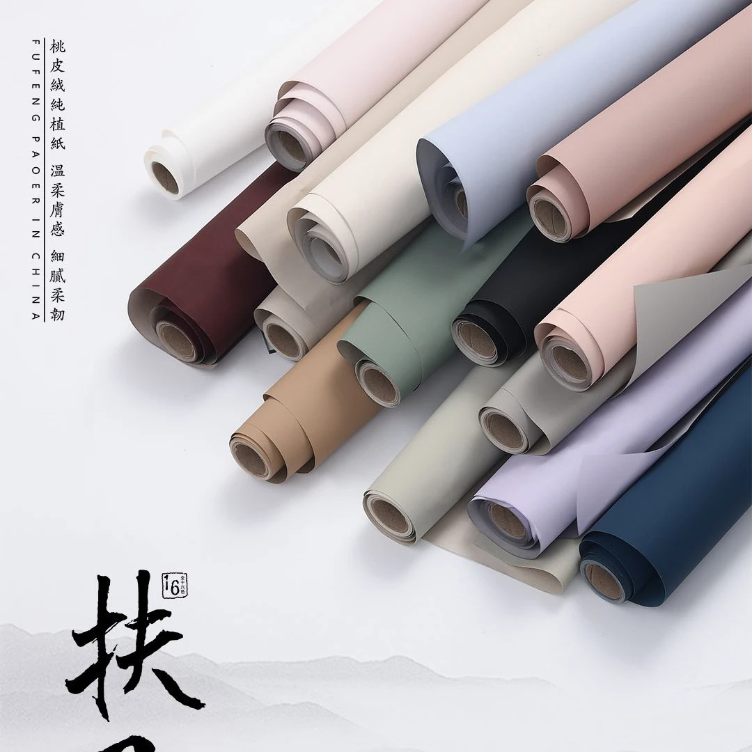 SINOWRAP Peach Skin Velvet Paper Flower Bouquet Bag FloweR Paper Handmade DIY Flower Wrapping Paper