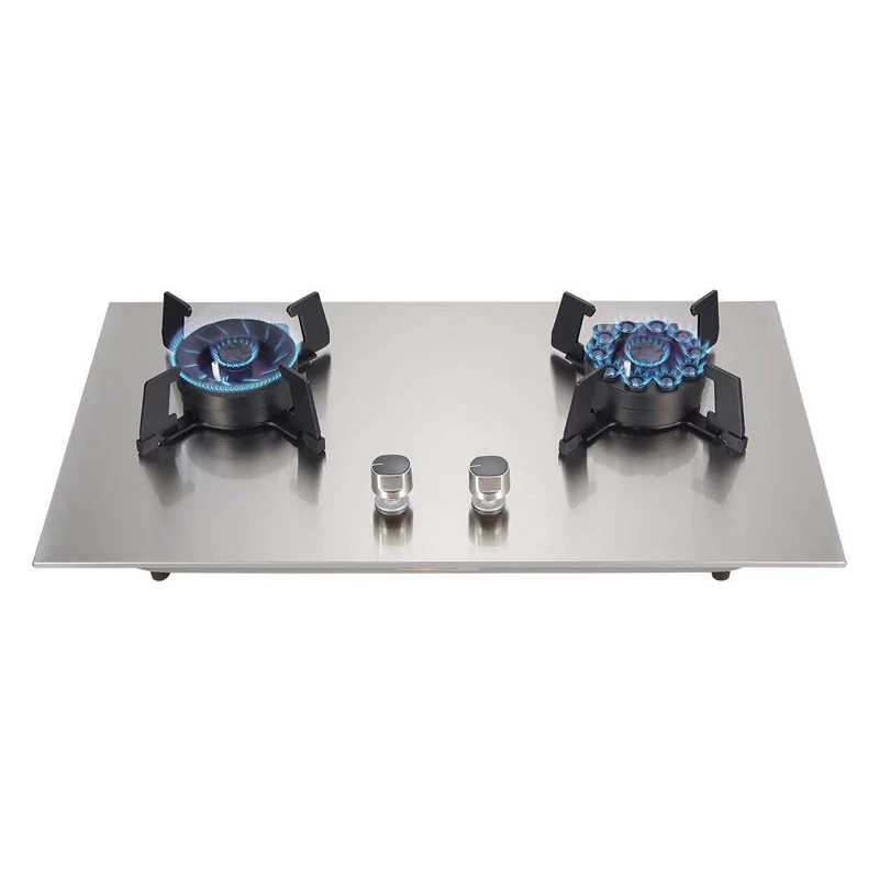 Zhongshan huachu make 2 burner SS panel folding gas hob foldable burner built-in gas stove