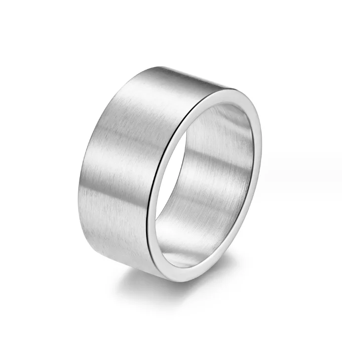 Simple Flat Matte Thumb Ring Brushed Titanium Steel Ring With Retro Silver Hipster Hip Hop Ring For Men