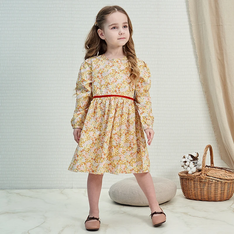 2020 Spring and Summer floral 100% cotton flared baby kid clothing dresses for girl