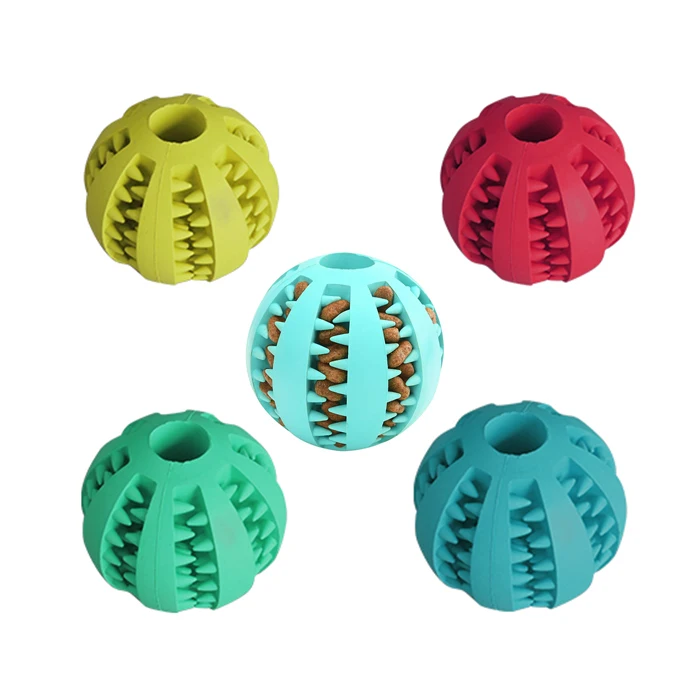 M Size 6cm Natural Rubber Mint Fresh Baseball Hide Food Chew Toy Dog Pet Toys