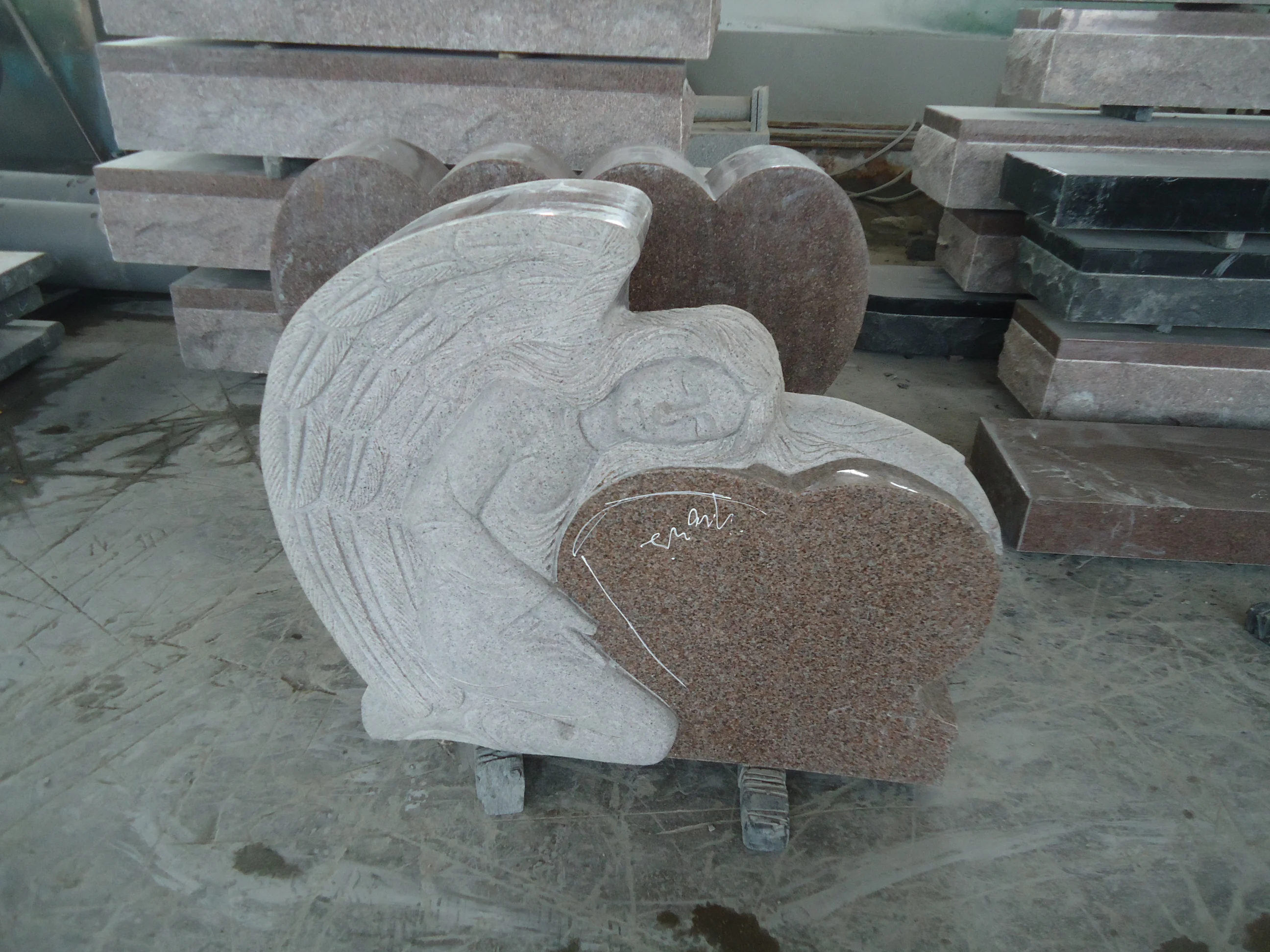 Angel Headstone Monument Customized European Granite Monument Black Granite Tombstone