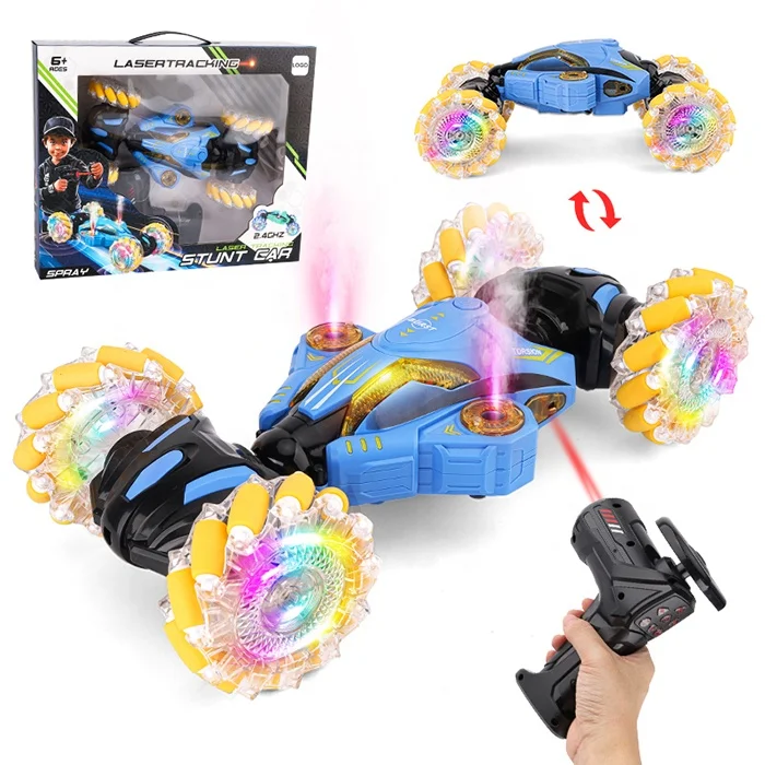 dual spray stunt car 360 rc 2.4ghz twist car tcarrinho controle remoto gun control infrared 2024 new game toy rc