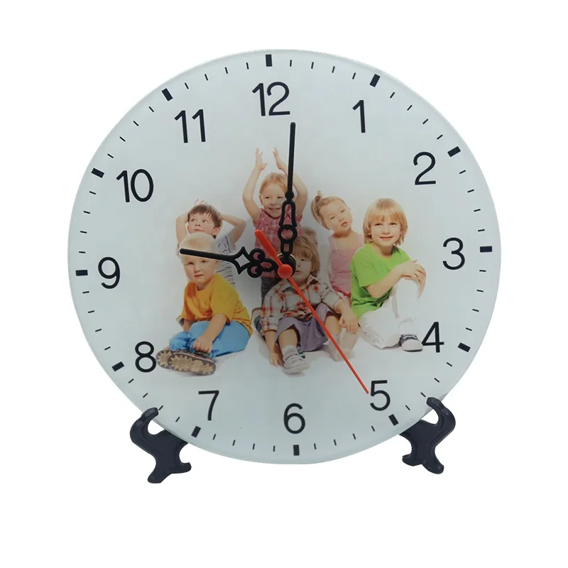 Selling Factory Directly 20*20cm Round Sharp Sublimation Blanks Glass Photo Frame with Clock BL27
