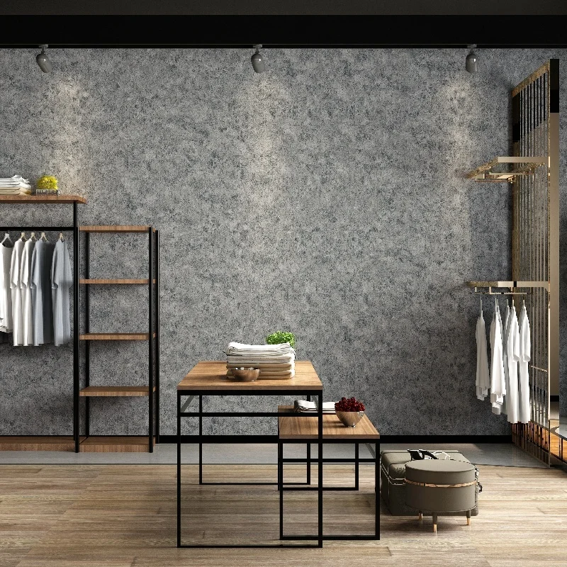 Modern Easy to Cut Anti-Slip Floor Mat Washable Damask Wallpaper Hotel Cement Grain Flooring Bedroom Living Room Floor Tiles