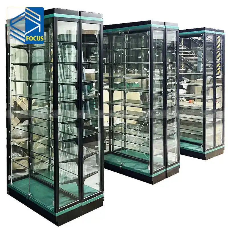 Customized Metal Cigarette Display Shelves Smoke Shops Show Case Display Supplies Showcases Glass Display For Tobacco