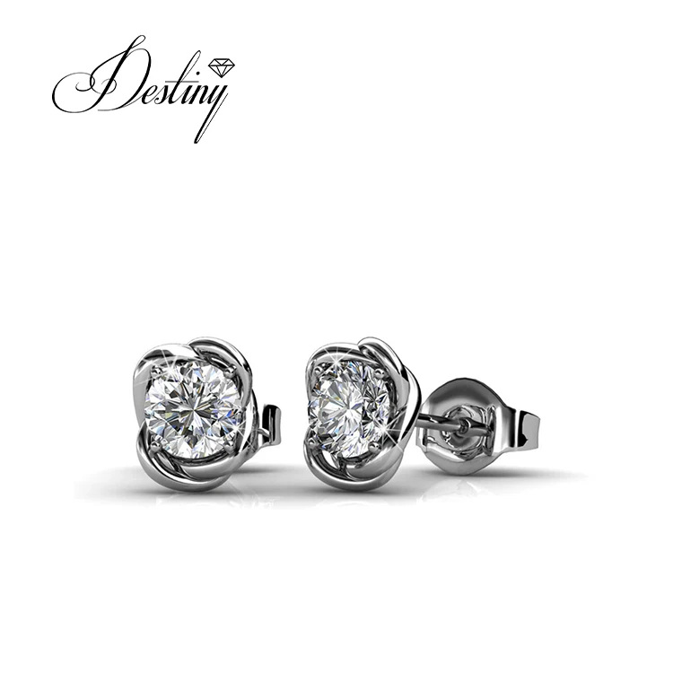 Sterling Silver 925 Premium Austrian Crystal Jewelry Dream Catcher Flower Fancy Simple Designed Earrings Destiny Jewellery