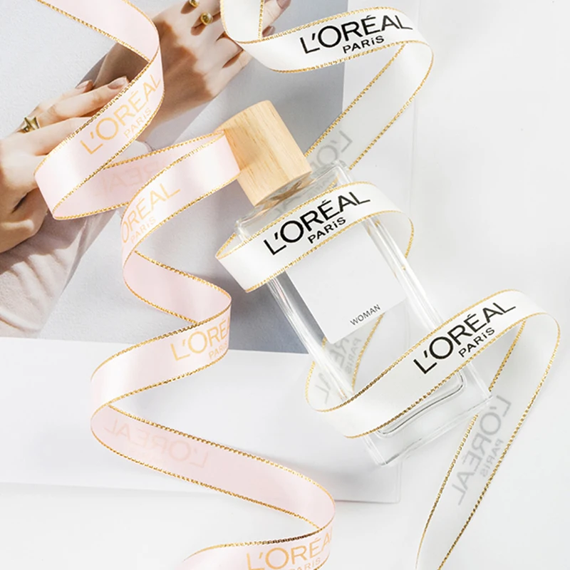 Customised Gold Foil Printing Gift Ribbon Printed Logo Organza Gift Ribbon 6mm 10mm 15mm 20mm 25mm 40mm 50mm Silk Satin Ribbons