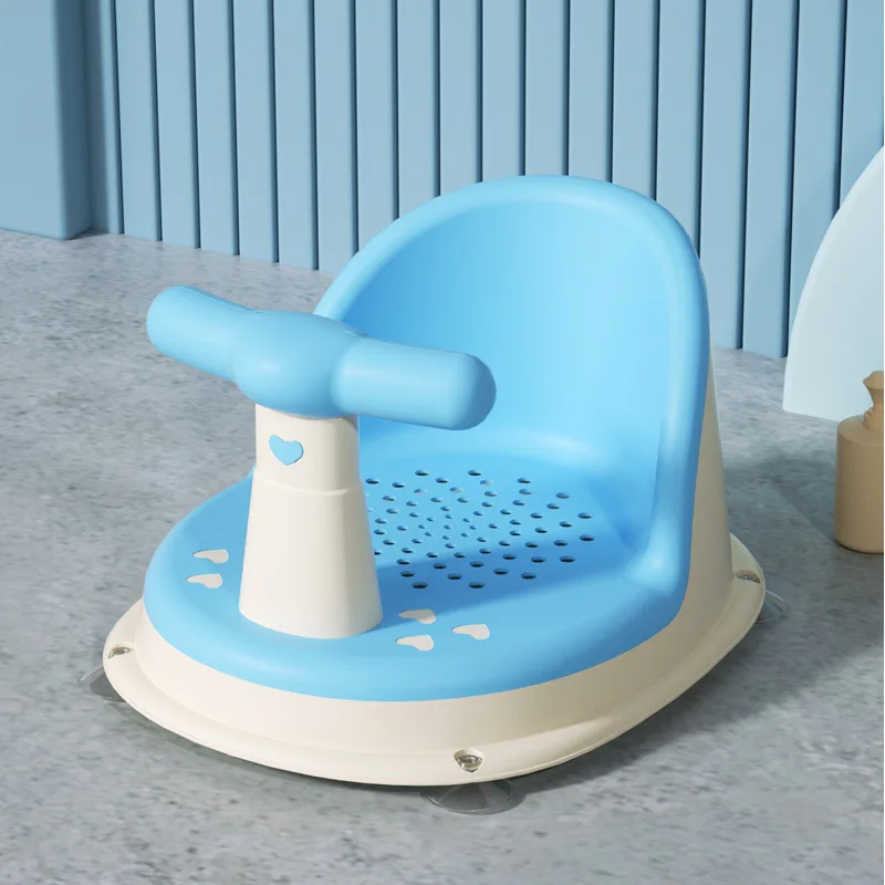 Non-Slip Baby Bath Chair Child Safety Seat with Bath Rack PP & TPE Material Toilet Usage Set for Newborn Baby Bath