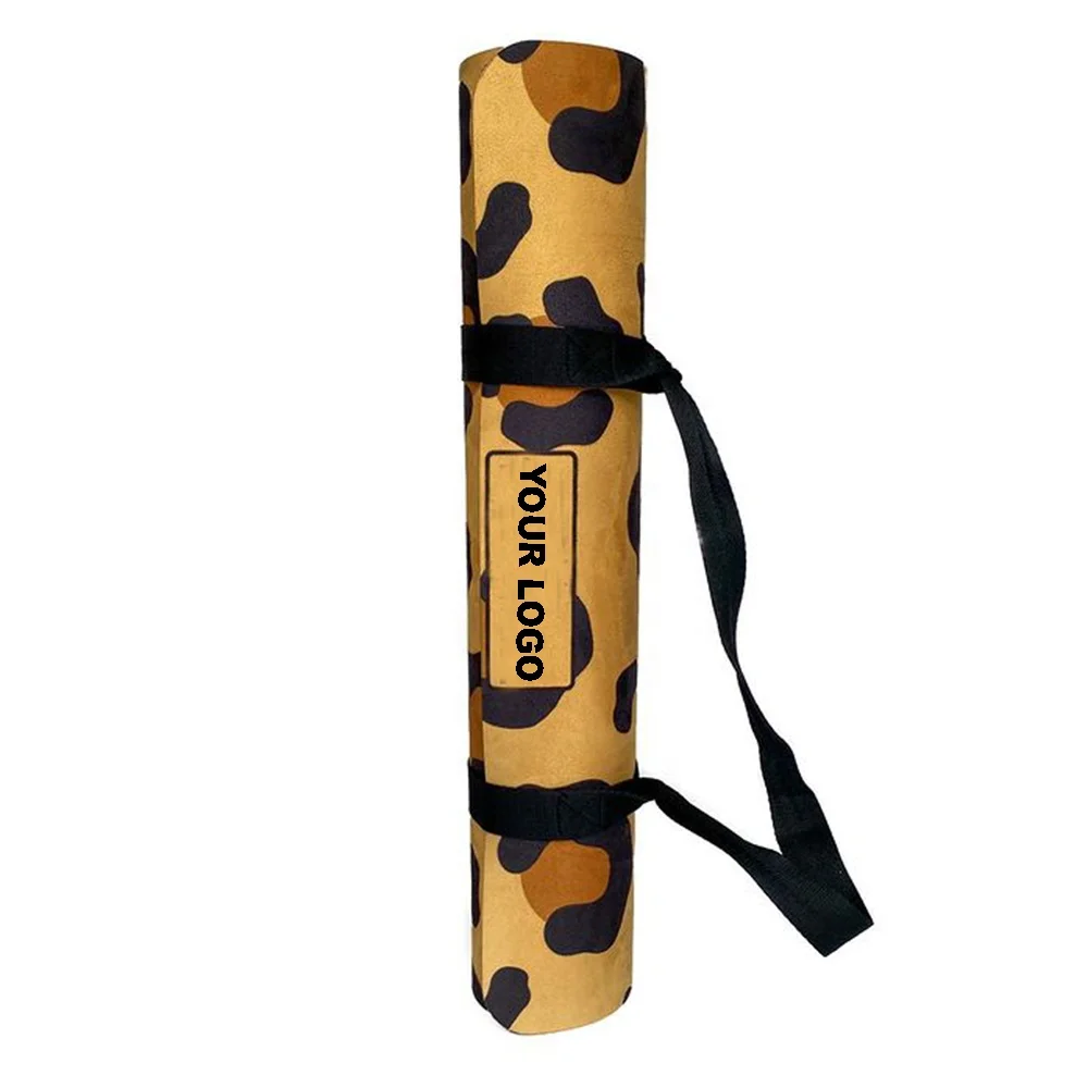  Leopard Print Rubber 3mm Natural Yoga Matt with Carry