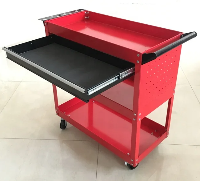 Cheap Steel 1 drawer 2 mesh plate 3 tray tool carts  trolley service counter