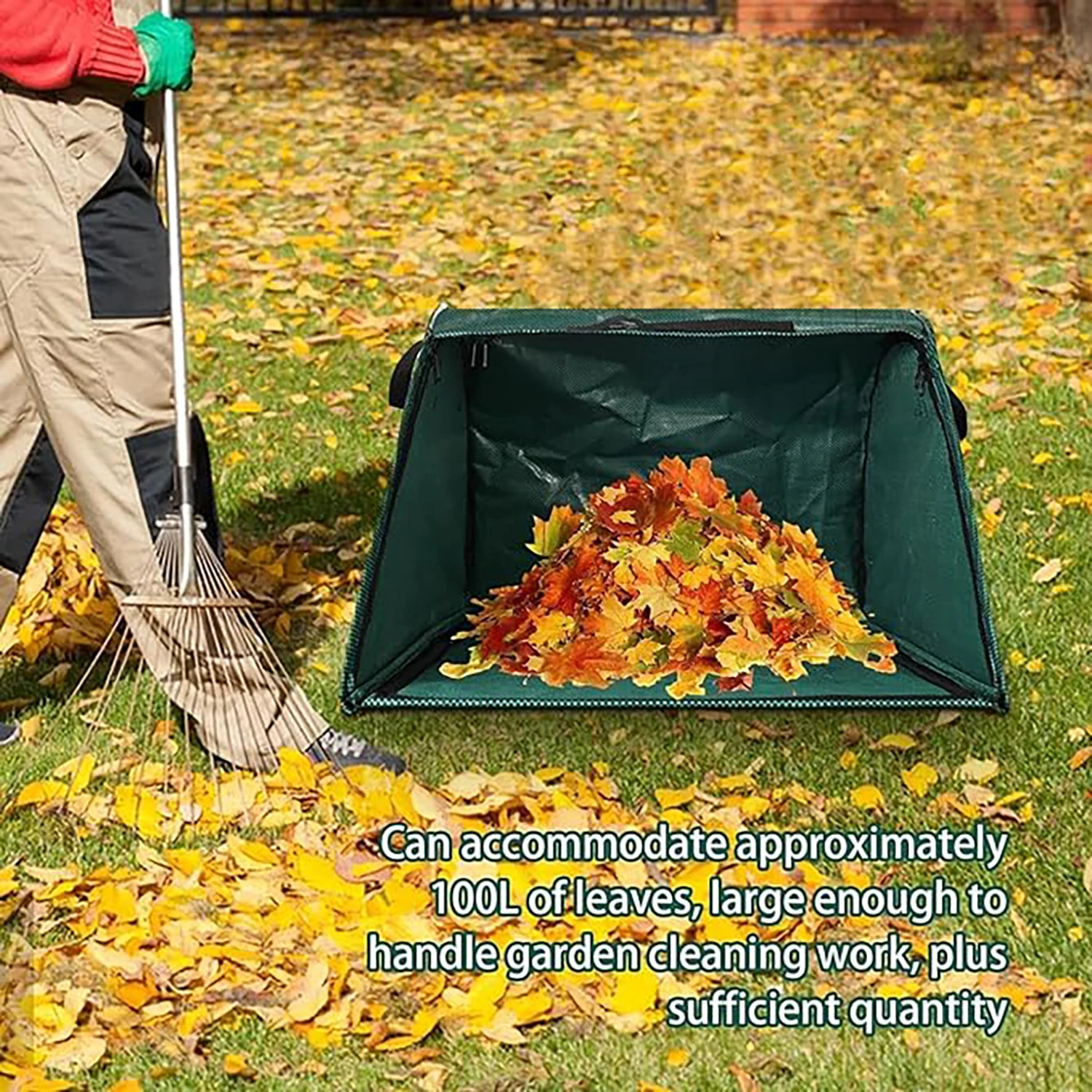 Custom Yard Foldable Dustpan Reusable Leaf Bag Chute Pick Up Tools Collector Portable Pop Up Garden Leaves Bag For Lawn Trash